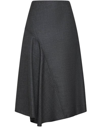 Brunello Cucinelli Asymmetric Midi Skirt - Gray