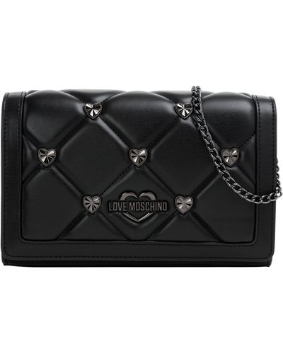 Moschino Quilted Stud-embellished Crossbody Bag - Black