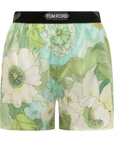 Tom Ford Shorts With Floral Decoration - Green