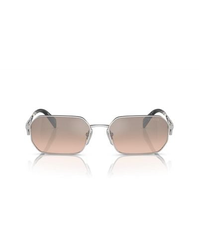 Prada Pr A51s Irregular-frame Metal Sunglasses - Metallic