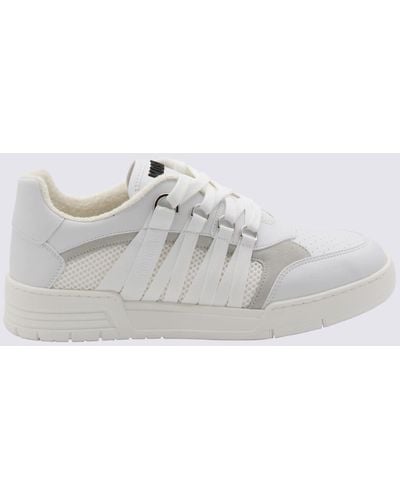Moschino White Leather Sneakers - Gray