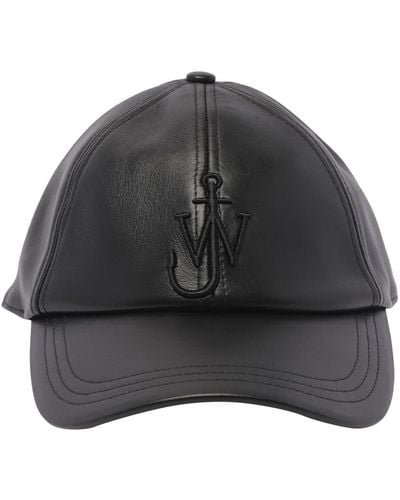 JW Anderson Logo Leather Baseball Cap - Gray