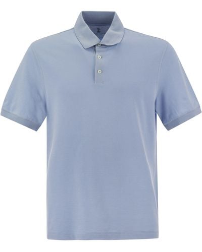 Brunello Cucinelli Cotton Jersey Polo Shirt - Blue
