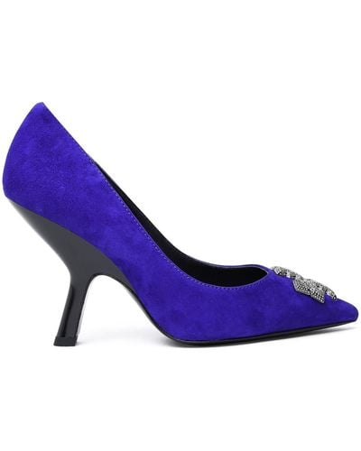 Tory Burch Purple Suede Eleanor Court Shoes