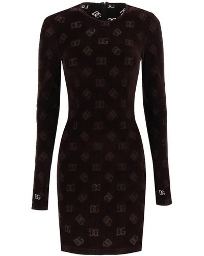 Dolce & Gabbana Monogram Chenille Dress - Black