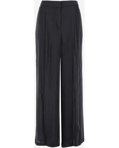 MICHAEL Michael Kors Ruched Metallic Georgette Trousers - Blue