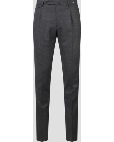 Tagliatore Wool Stretch Tailored Pants - Gray
