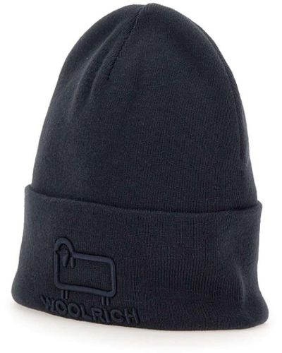 Woolrich Beanie Wool And Cotton Hat - Blue