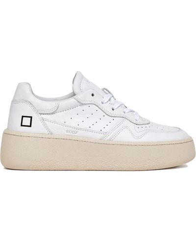 Date Step Calf Leather Trainer - White