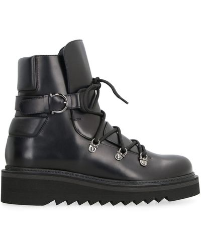 Ferragamo Elimo Leather Ankle Boots - Black