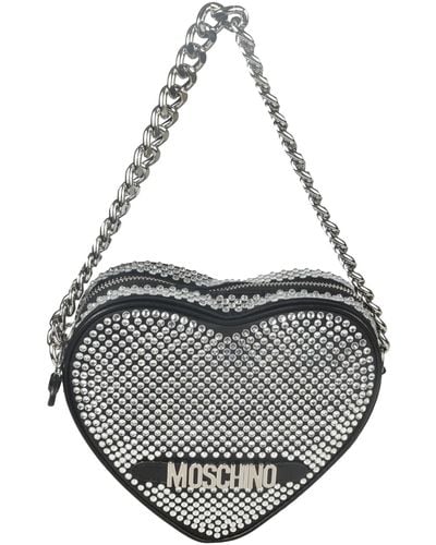 Moschino Heart Embellished Chain Shoulder Bag - Metallic