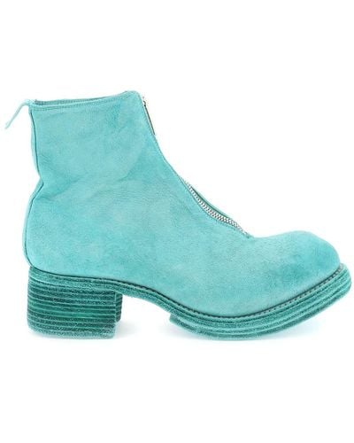 Guidi Zippered Suede Ankle Boots - Blue