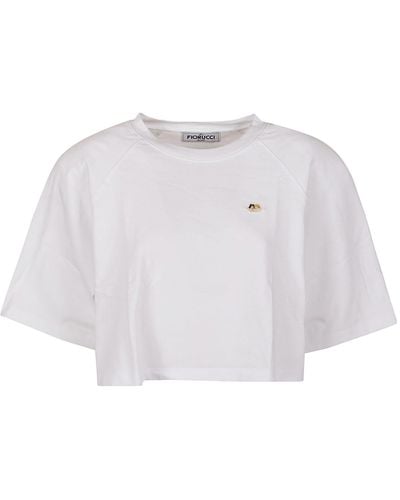 Fiorucci Angel Patch Cropped Padded T-Shirt - White