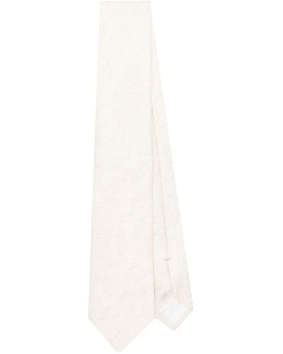 Emporio Armani Woven Jacquard Tie Accessories - White