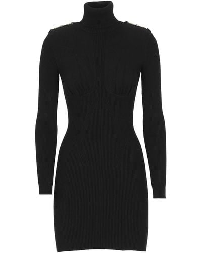 Elisabetta Franchi Knitted Mini Dress - Black