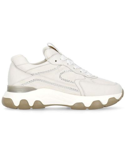 Hogan Round-Toe Lace-Up Trainers - White