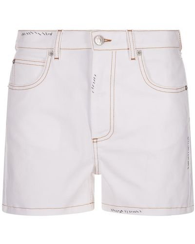 Marni Denim Shorts With Flower Appliqué - White