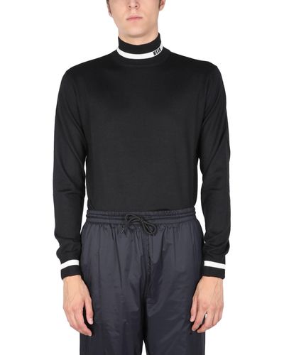 MSGM High Neck Sweater With Logo - Multicolor