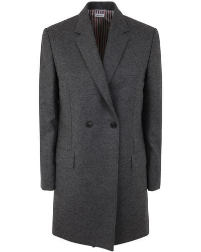 Thom Browne Elongated Long Sleeve Double Breasted Sportcoat - Grey