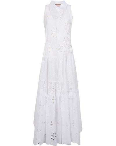 Ermanno Scervino Broderie Anglaise Long Shirtdress - White