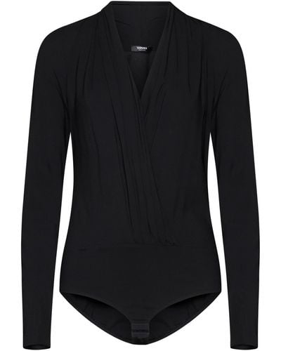 Versace Draped Georgette Bodysuit - Black