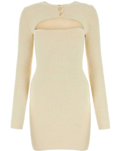 T By Alexander Wang Ivory Stretch Cotton Blend Mini Dress - White