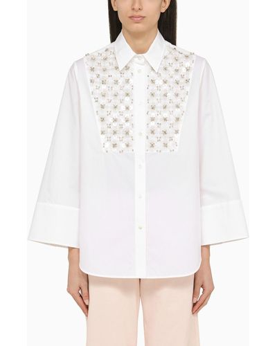 P.A.R.O.S.H. Shirt With Paillette Embroidery - White