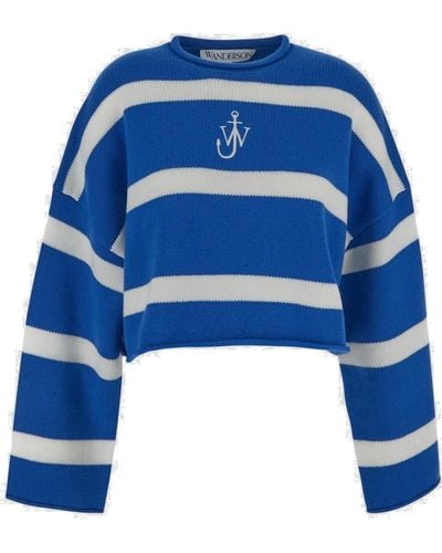 Alexander Wang Logo Embroidered Striped Sweater - Blue
