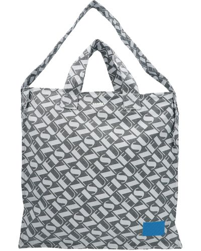 Sunnei Logo Print Denim Shopping Bag - White