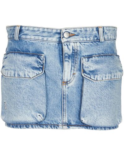 ICON DENIM Multi-Pocket Denim Skirt - Blue