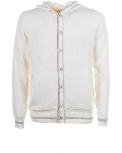 Eleventy Button-Up Knitted Hoodie - White