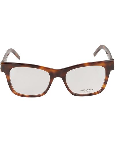 Saint Laurent Ysl Hinge Square Frame Glasses - Brown
