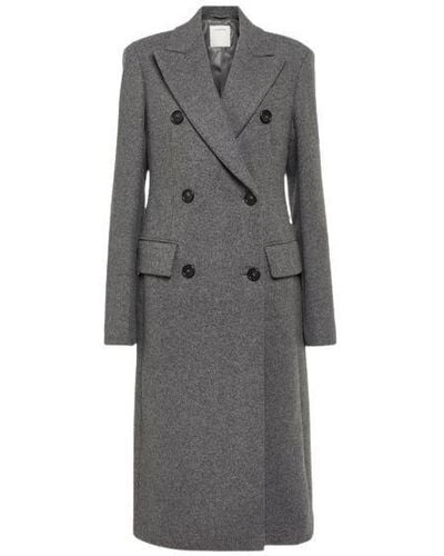 Sportmax Double-breasted Long-sleeved Coat - Gray