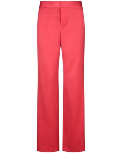 Alice + Olivia Satin Wide Leg Trousers - Red