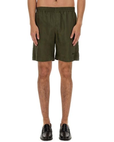 MSGM Cupro Bermuda Shorts - Green