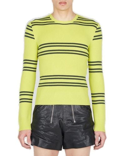 Prada Striped Crewneck Sweater - Yellow