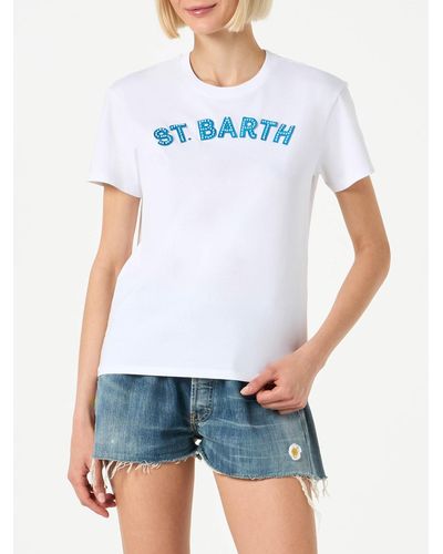 Mc2 Saint Barth Cotton T-Shirt With St. Barth Patch - White