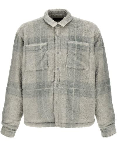 Stampd Plaid Cropped Sherpa Buttondown Jacket - Gray