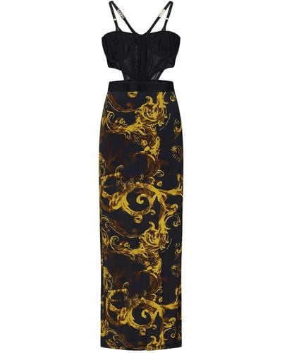 Versace Watercolour Couture Midi Dress - Black