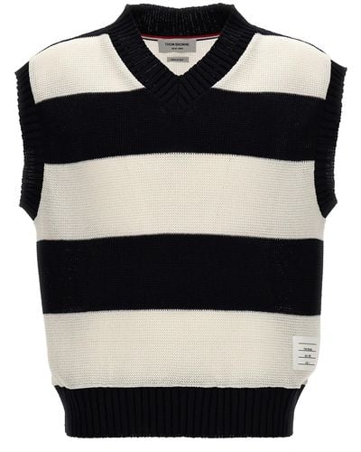 Thom Browne Rugby Stripe Vest - Black