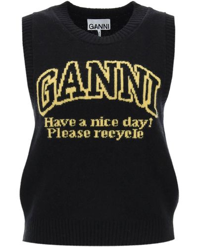 Ganni Wool Blend Vest - Black