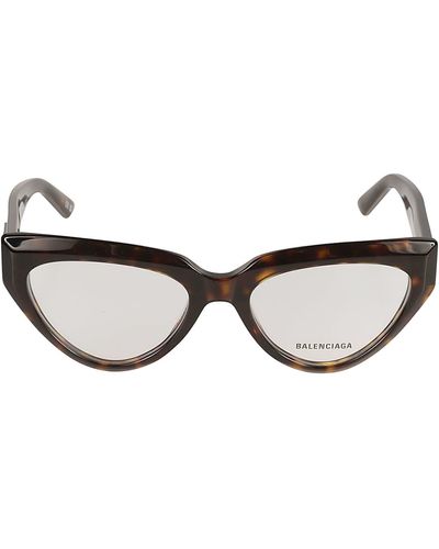 Balenciaga Bb Plaque Cat Eye Frame Glasses - Brown