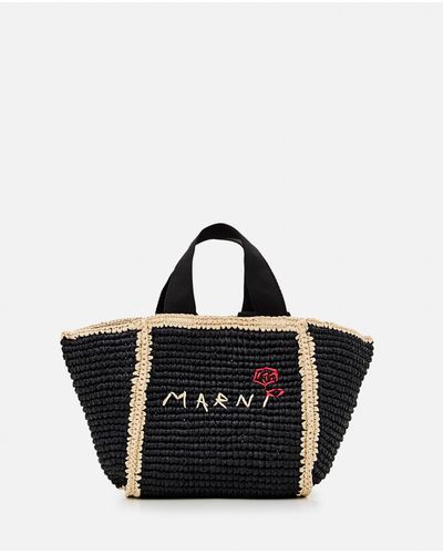 Marni Small Raffia Shopping Bag - Black