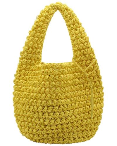 JW Anderson Cotton Popcorn Basket Tote Bag - Yellow