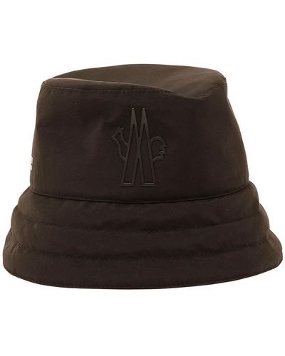 3 MONCLER GRENOBLE Bucket Hat With Metal Logo Patch - Black