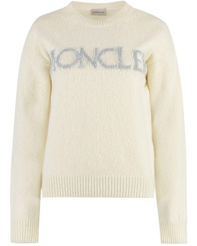 Moncler Crew-Neck Wool Sweater - White