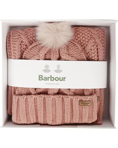 Barbour Ridley Beanie Scarf Gift Set - Pink