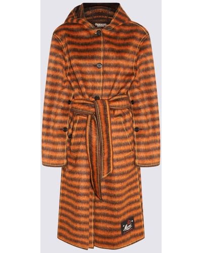 Marni Mohair And Virgin Wool Blend Stripe Coat - Brown