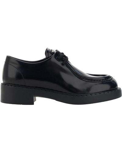 Prada Warby Leather Loafers - Black