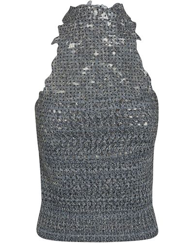 Ermanno Scervino Knitted Cropped Top - Grey